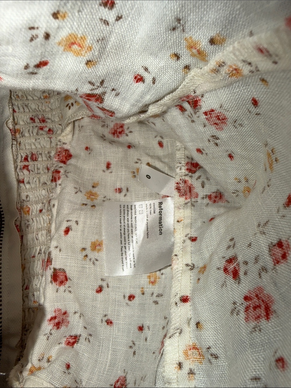 Reformation Novena 100% linen top blouse floral 0 XS - Picture 5 of 7